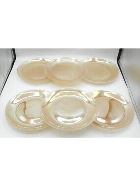 Artistic Accents Peach Swirl Glass Salad Plates 8-1/4 IN Set of 6 Made in Turkey